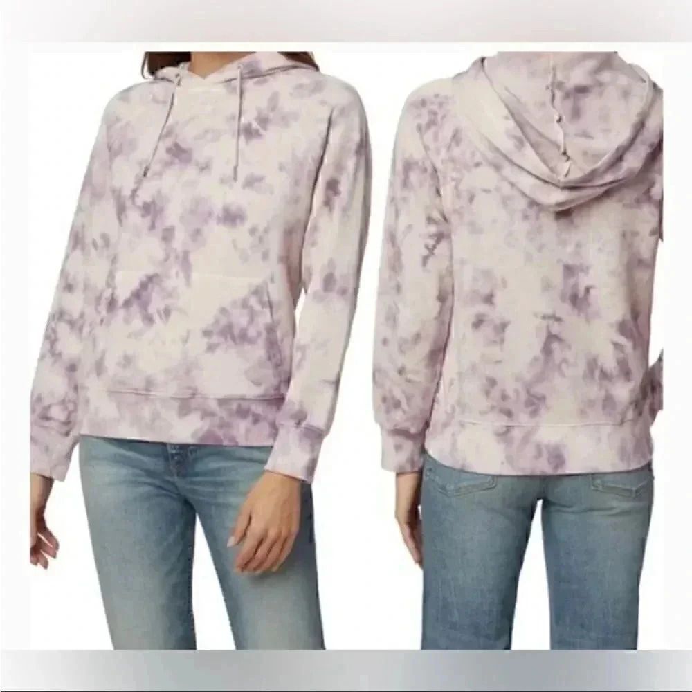 Hudson Jeans Live-In Tie Dye Cotton Hoodie in “soft lilac fatigue.” SZ XS